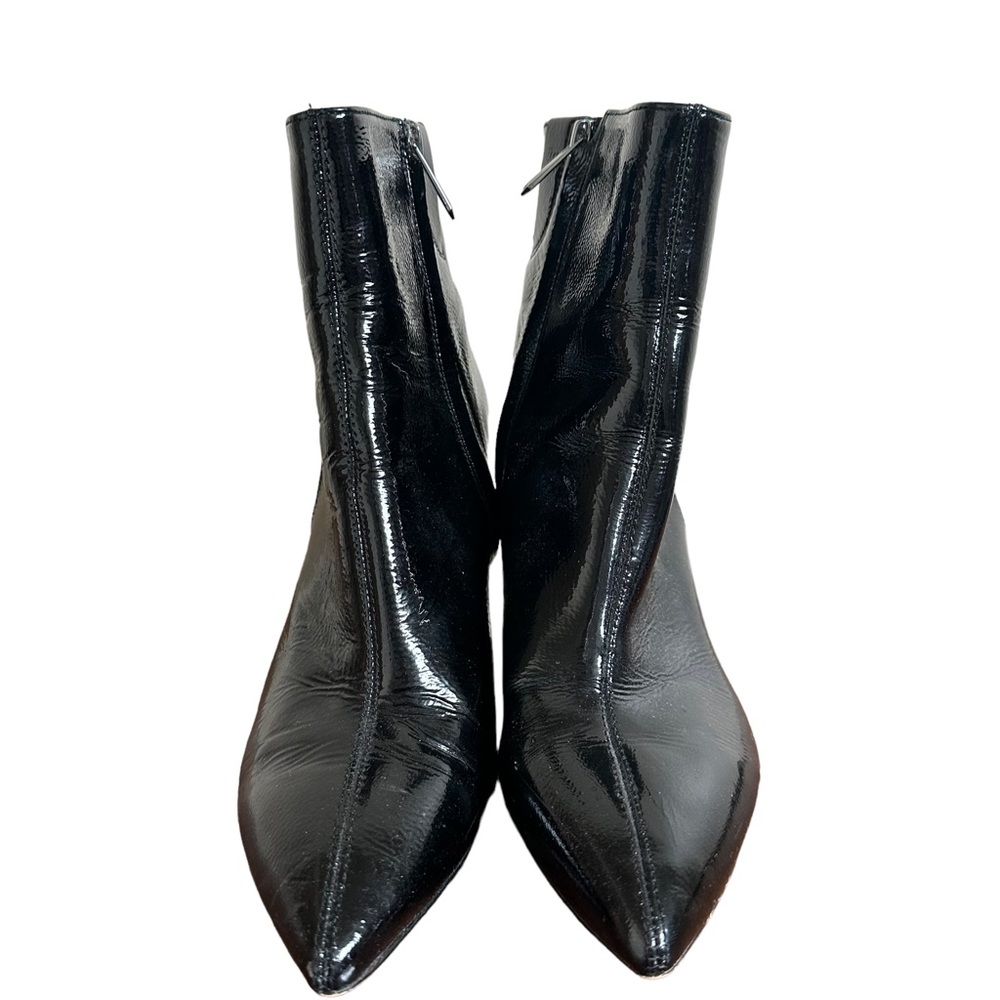 SAM EDELMAN BLACK PATENT LEATHER BOOTIES ZIP UP US 9